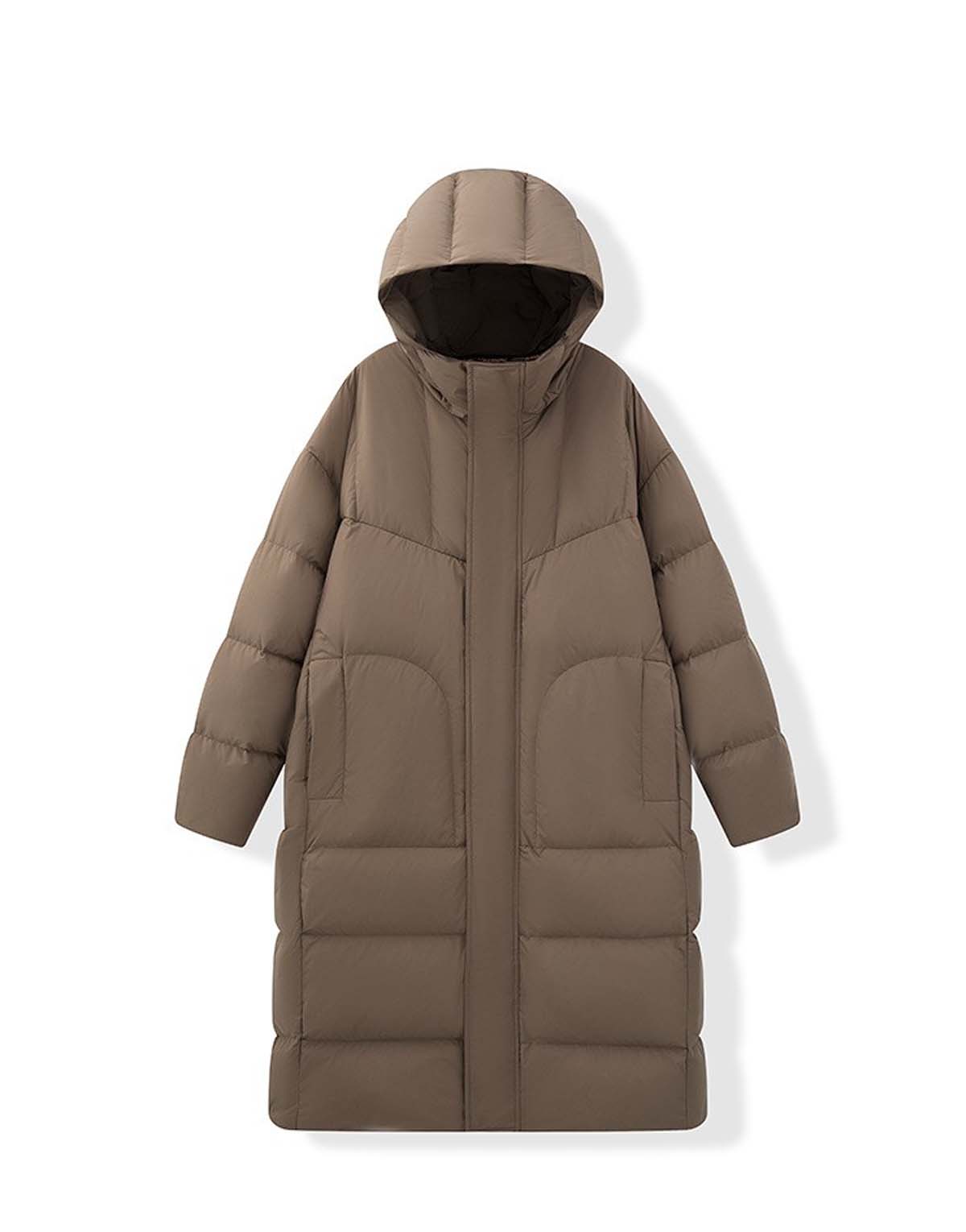 Long white duck down hooded coat-d60011